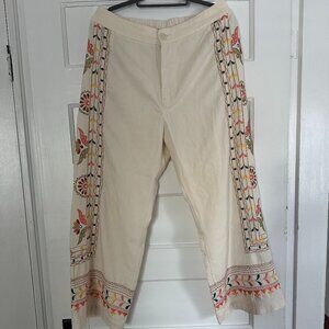 Anthropologie Embroidered Wide-Leg Pants – Size L